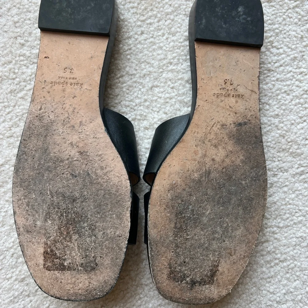 Kate Spade Leather Black Dock Slide Sandals 7.5 - Picture 4 of 4